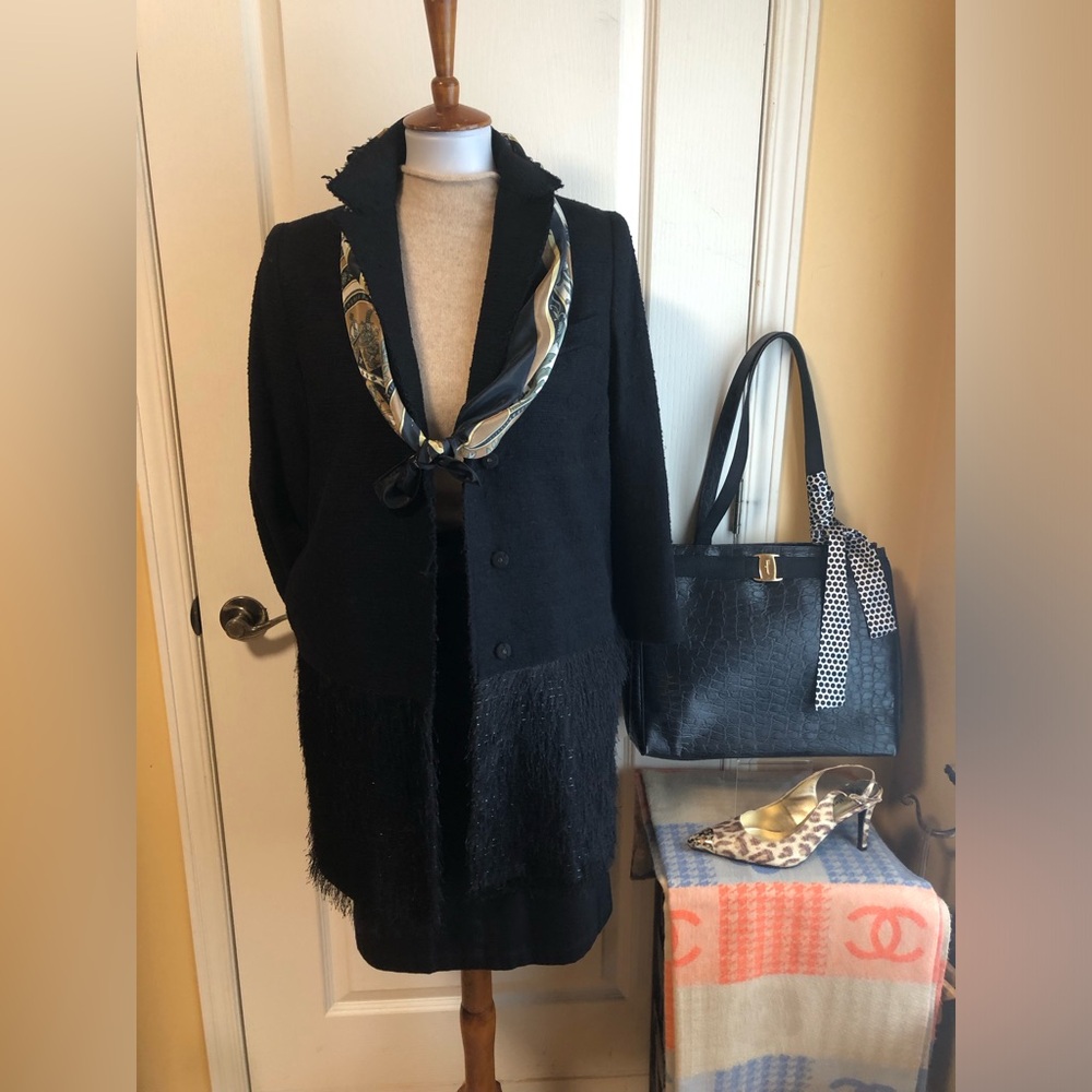 Smythe blazer jacket 3/4 length fringed embellishments